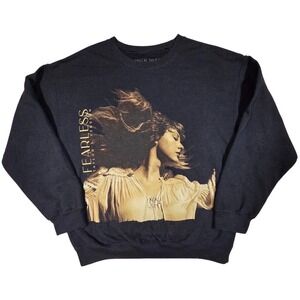 Taylor Swift Fearless Taylors Version Cropped Sweatshirt Black Gold Graphic S